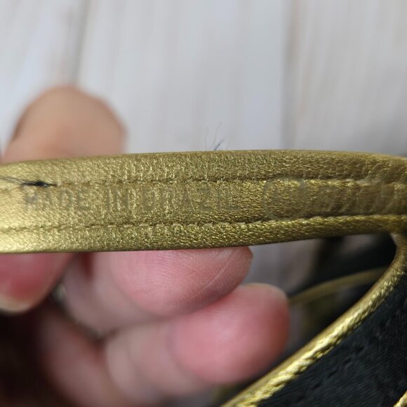 Anne Klein Wedge Sandals Gold & Black Straps Size 8.5 Pre-Owned Great Condition - Picture 8 of 11